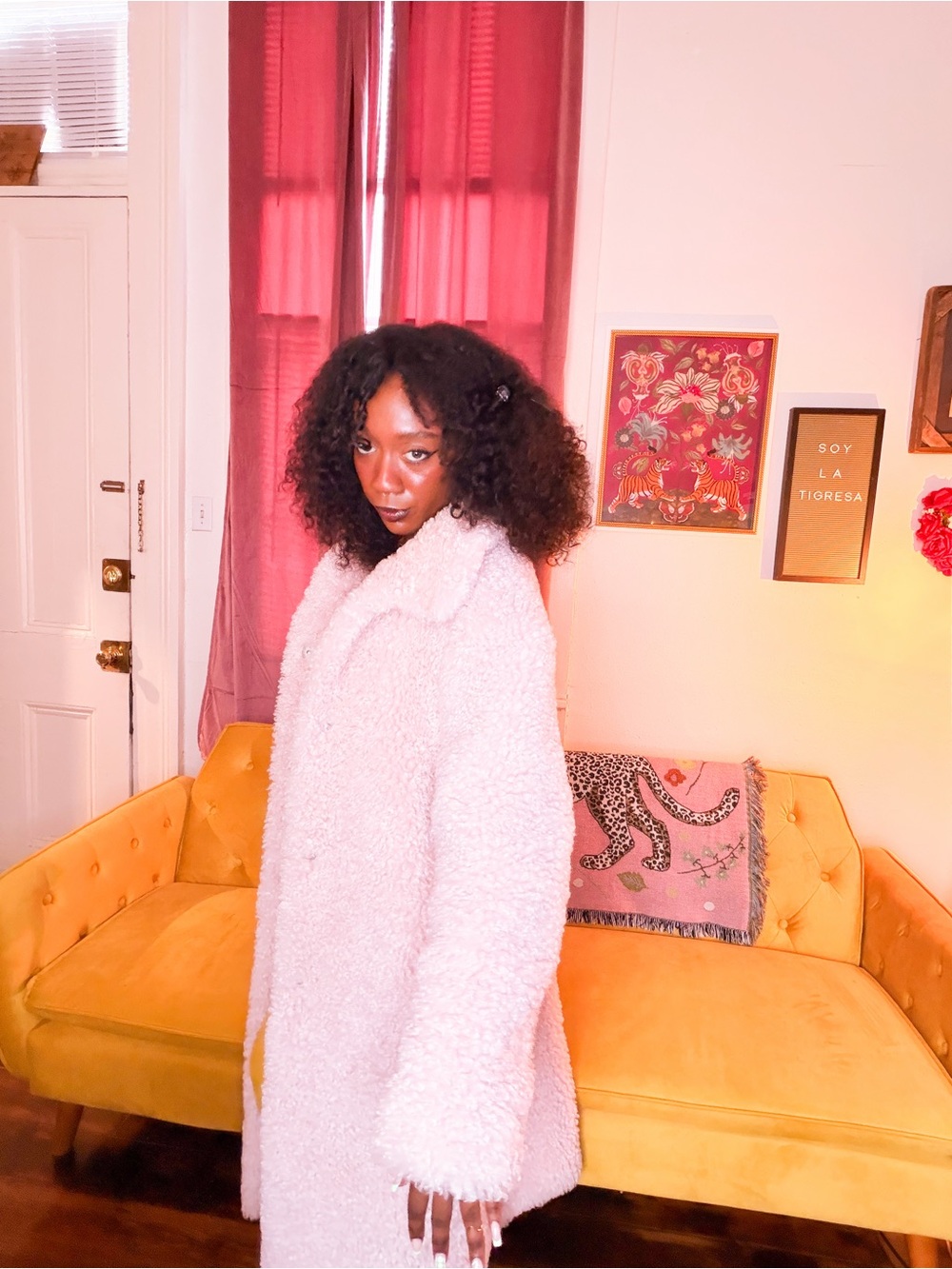 ASOS Pink Faux Shearling Coat - Soft Teddy Coat